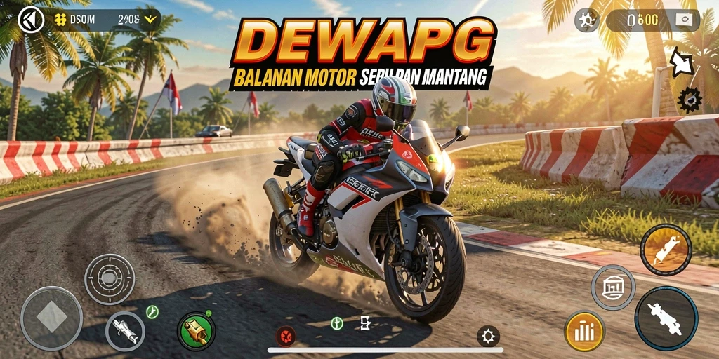 Gameplay DEWAPG yang mendebarkan saat balapan motor.