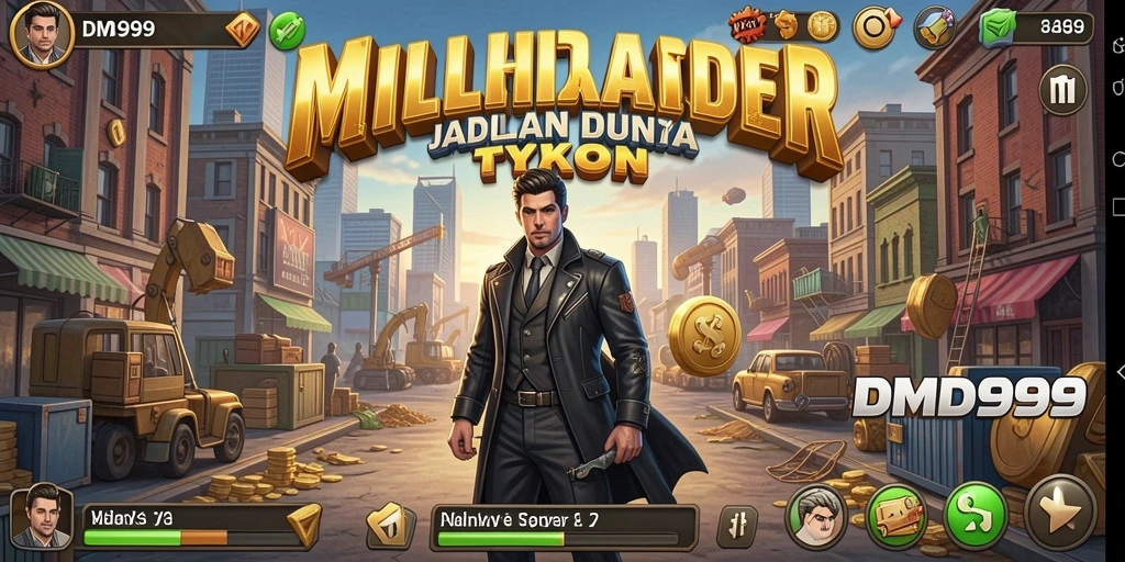 Screenshot DMD999 menampilkan gameplay seru dalam membangun kerajaan bisnis.