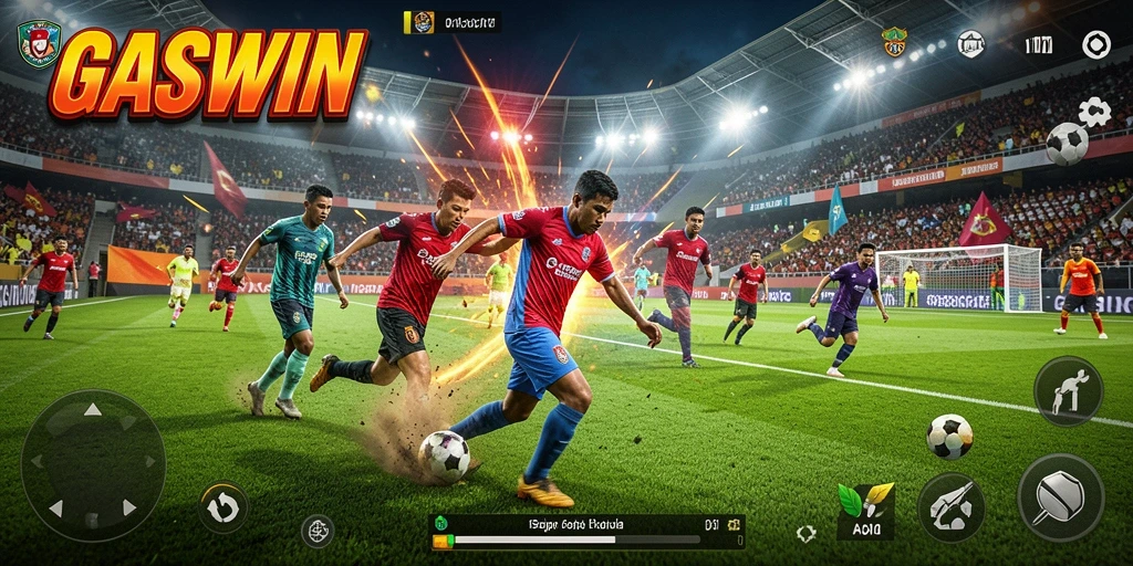 Screenshot gameplay GASWIN yang menampilkan aksi seru di lapangan.