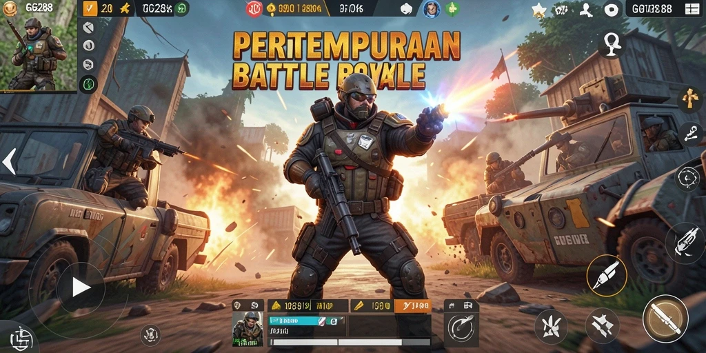 Tangkapan layar GG288 menampilkan pertempuran mendebarkan di arena Battle Royale.