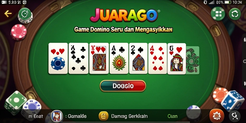 Tampilan screenshot JUARAGO yang menampilkan gameplay Domino yang seru.