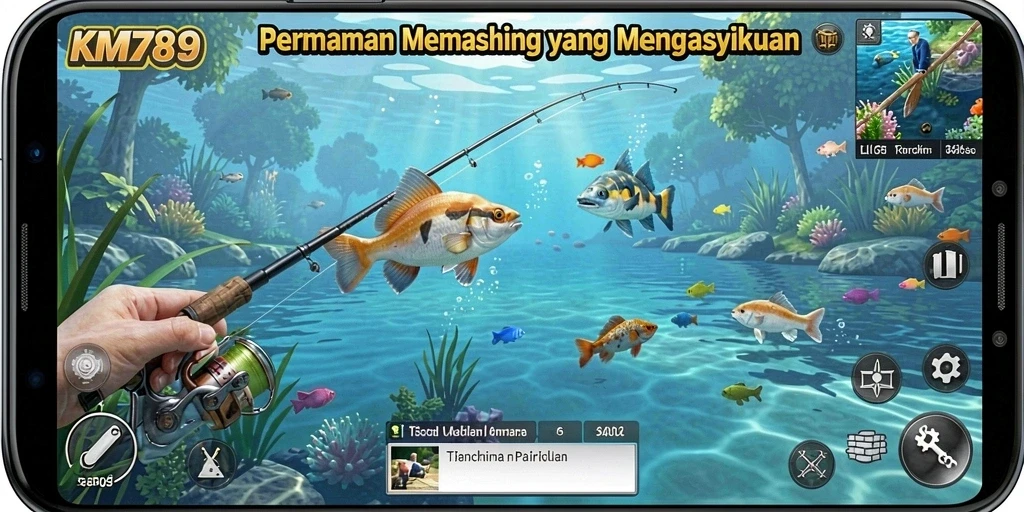 Tampilan gameplay <strong>KM789</strong> yang menarik dengan aksi memancing yang seru.
