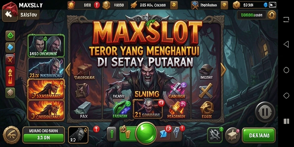 Tangkapan layar menegangkan dari gameplay <strong>MAXSLOT</strong> di lingkungan yang gelap dan menakutkan.