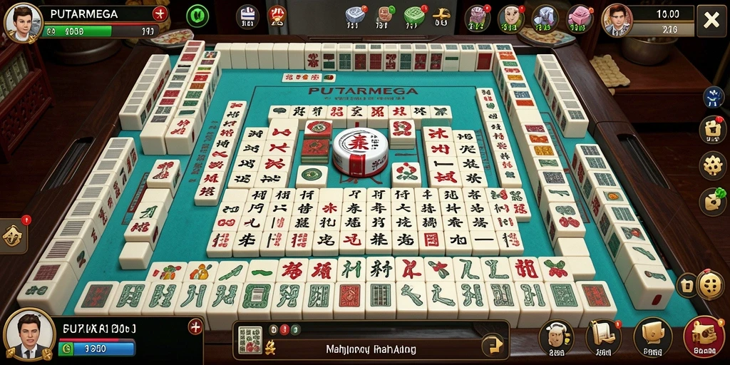 Gameplay seru PUTARMEGA dengan grafis Mahjong yang menarik.