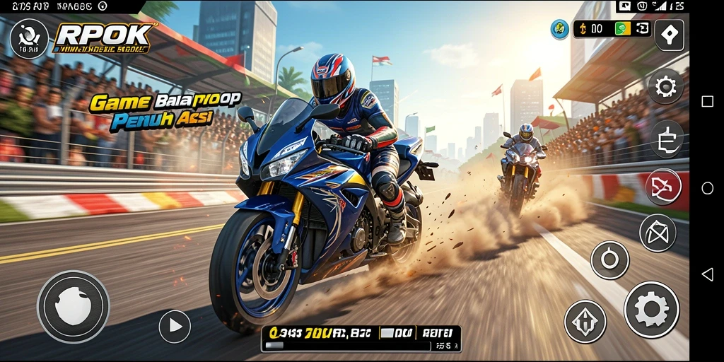 Tampilan gameplay RPOK yang seru dan menegangkan selama balapan motor.
