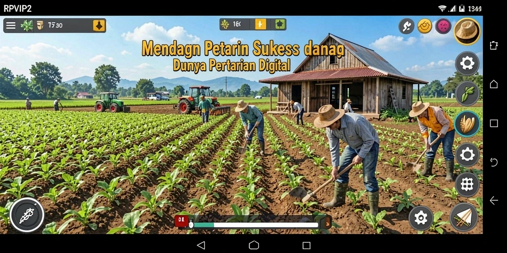 Tangkapan layar RPVIP2 menunjukkan gameplay seru bertani.