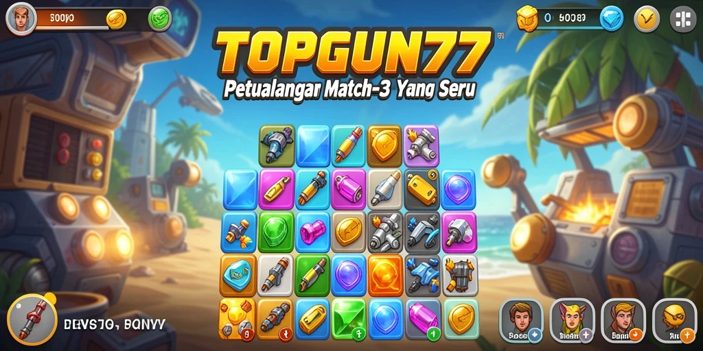 Tampilan gameplay TOPGUN77 yang seru dan penuh warna.