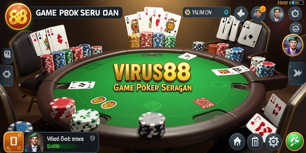 Tampilan gameplay VIRUS88 yang menarik dan mendebarkan saat bermain poker.