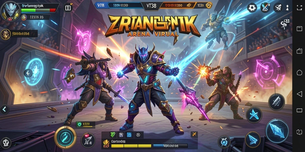 Tampilan screenshot VT38 menunjukkan aksi pertarungan yang mendebarkan di arena.